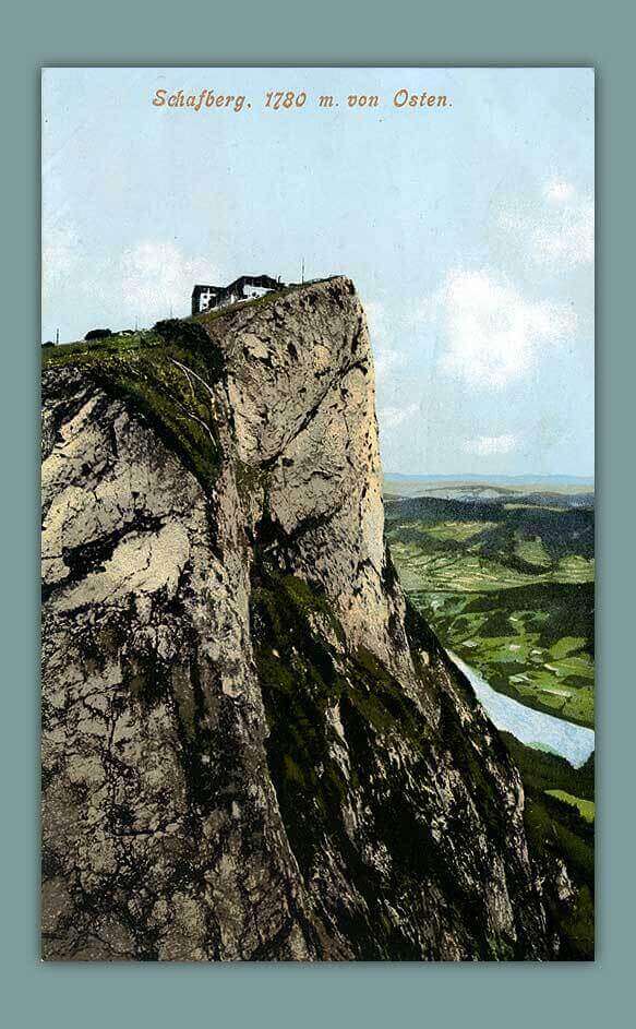 004_Schafberg.-1780-m.-von-OstenSchafberg-1780-m-1906-F.-E.-Brandt-in-Gmunden-Photochromiekarte.-221-gelaufen-1909