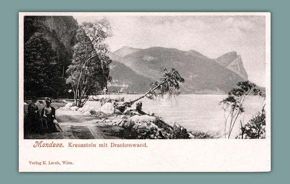 007_Mondsee-Kreuzstein-mit-Drachenwand-Verlag-E.-Lerch-Wien