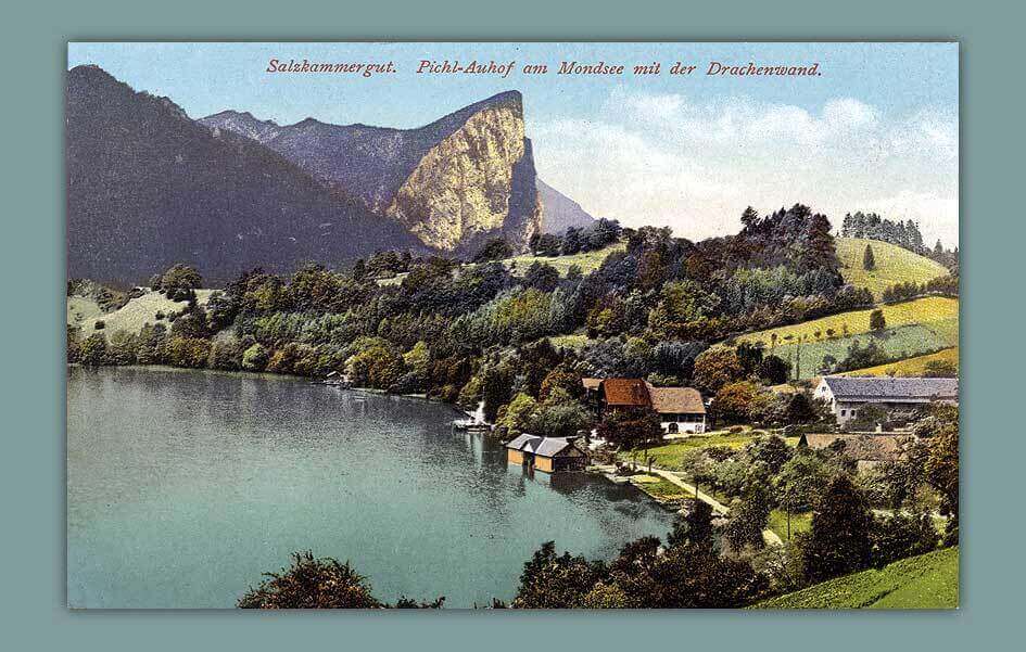 008_Salzkammergut.-Pichl-Auhof-am-Mondsee-mit-der-Drachenwand.-W.Pokorny-Mondsee-1909