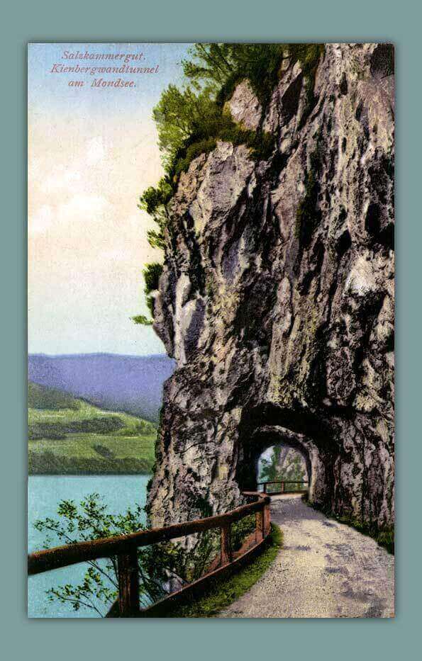 012_Salzkammergut.-Kienbergwandtunnel-am-Mondsee-120-F.-E.-Brandt-in-Gmunden.-Photochromiekarte-Nr.-472-gelaufen-1954