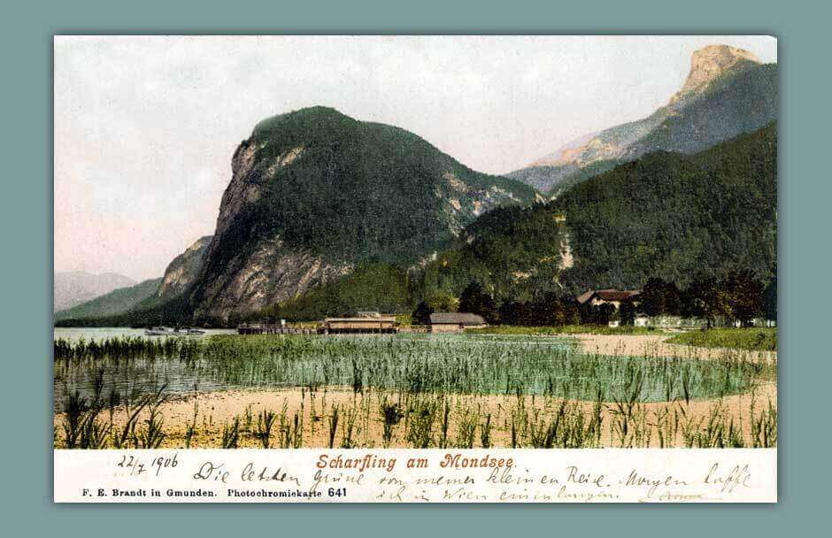 014_Scharfling-am-Mondsee-F.-E.-Brandt-in-Gmunden.-Photochromiekarte-641-gelaufen-1906