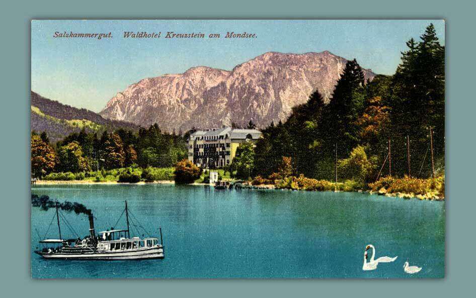 015_Salzkammergut.-Waldhotel-Kreuzstein-am-Mondsee-1914-F.-E.-Brandt-in-Gmunden.-Photochromiekarte-Nr.-473