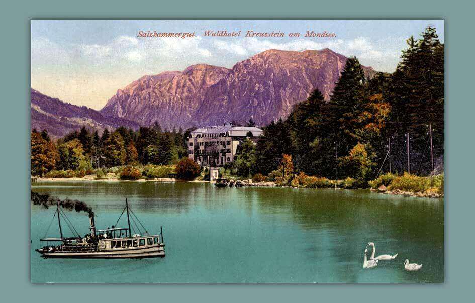 016_Salzkammergut.-Waldhotel-Kreuzstein-am-Mondsee-1914-F.-E.-Brandt-in-Gmunden.-Photochromiekarte-Nr.-473