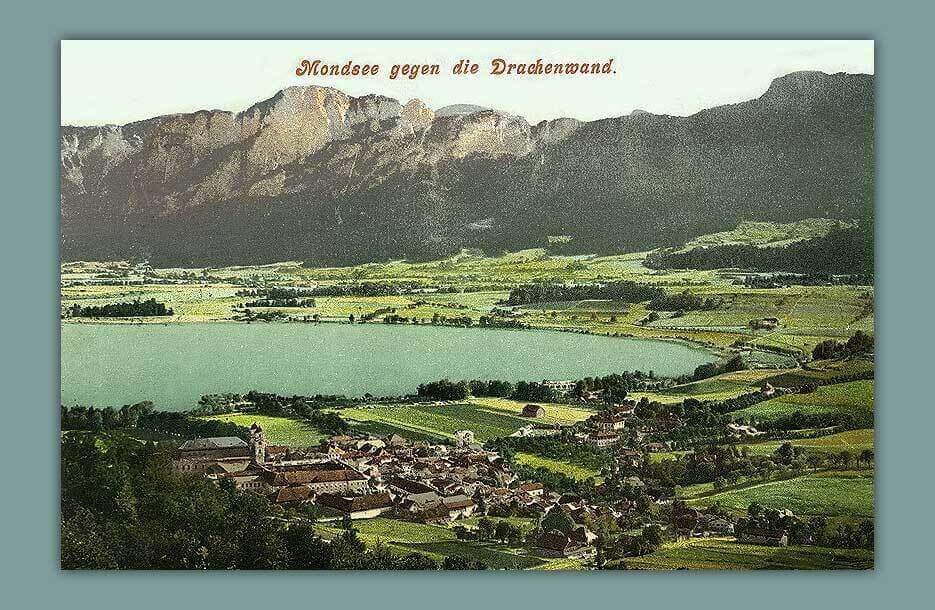 029_Mondsee-gegen-die-Drachenwand-1906.-F.E.Brandt-in-Gmunden-Photochromiekarte.-779-gleaufen-1909