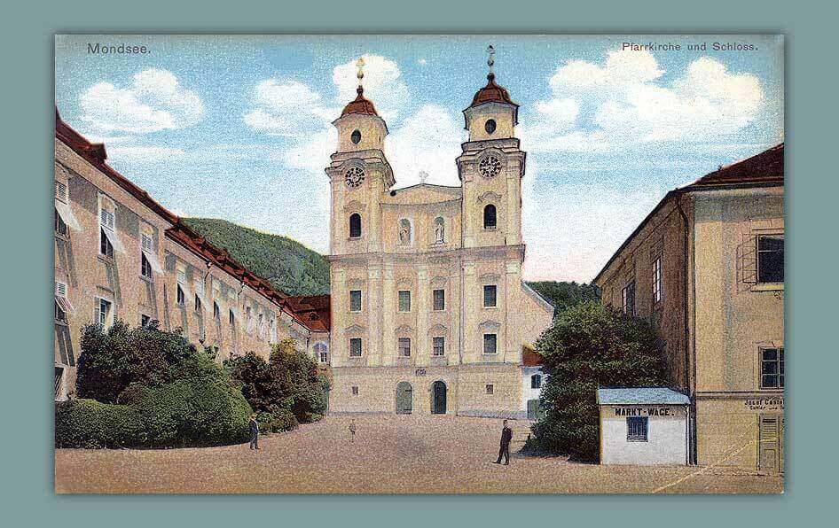 047_Mondsee.-Pfarrkirche-und-Schloss_-_1906.-F.-E.-Brandt-in-Gmunden-No.-8177._