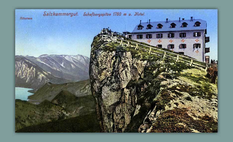 055_Salzkammergut.-Schafbergspitze-1780-m-u.-Hotel.-Photochrom-F.-Morawetz-Salzburg.-Nr.-102