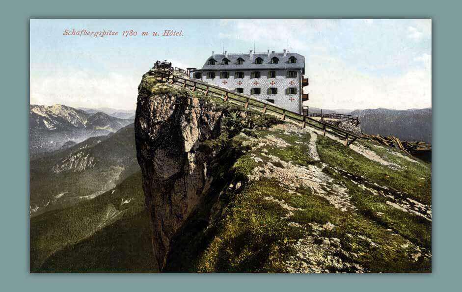 087_Schafbergspitze-1780-m-u.-Hotel.-1907-F.-E.-Brandt-Gmunden-Photochromiekarte.-Nr.-528