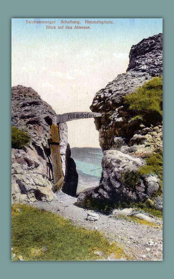 091_Salzkammergut-Schafberg.-Himmelspforte.-Blick-auf-den-Attersee-1906-F.-E.-Brandt-Gmunden.-Nr.-711c