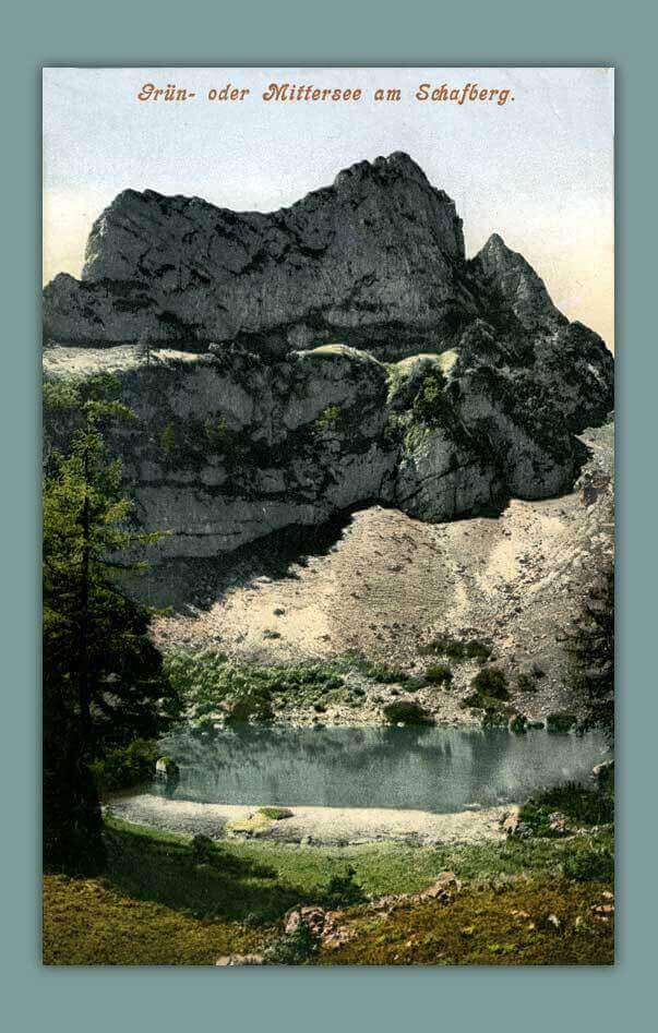 098_Gruen-oder-Mittersee-am-Schafberg.-1906-F.-E.-Brandt-in-Gmunden-Photochromiekarte-No.-714