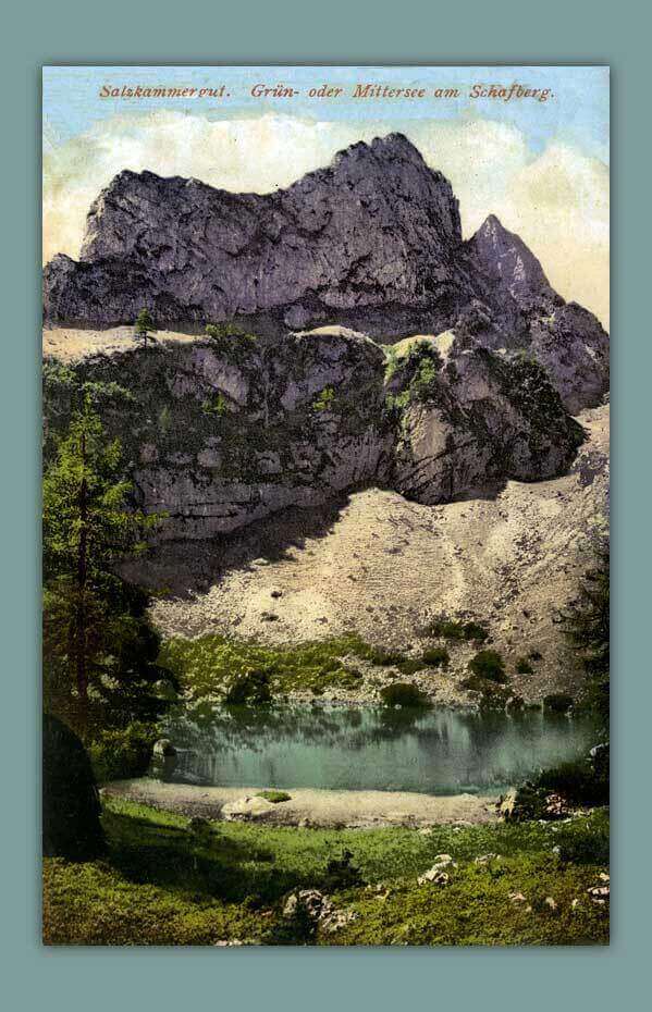 100_Salzkammergut.-Gruen-oder-Mittersee-am-Schafberg.-1906-F.-E.-Brandt-in-Gmunden-Photochromiekarte.-714