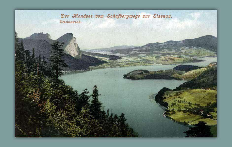 115_Der-Mondsee-vom-Schafbergwege-zur-Eisenau.-Drachenwand.-1908-F.-E.-Brandt-in-Gmunden-Photochromiekarte.-No.-385