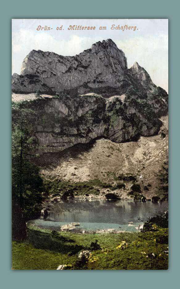 124_Gruen-od.-Mittersee-am-Schafberg-F.-E.-Brandt-in-Gmunden.-Photochromiekarte-714