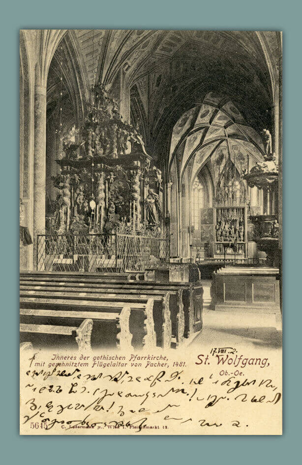 Inneres-der-gothischen-Pfarrkirche-mit-gesehnitztem-Fluegelaltar-von-Pacher-1481-St.-Wolfgang